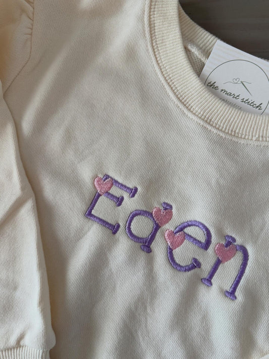 Girls Puff Sleeve Sweatshirt